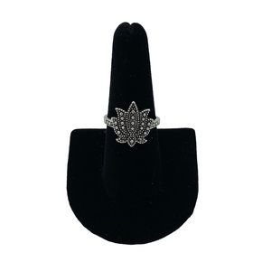 Silver Bohemian Boho Lotus Flower Floral Ring